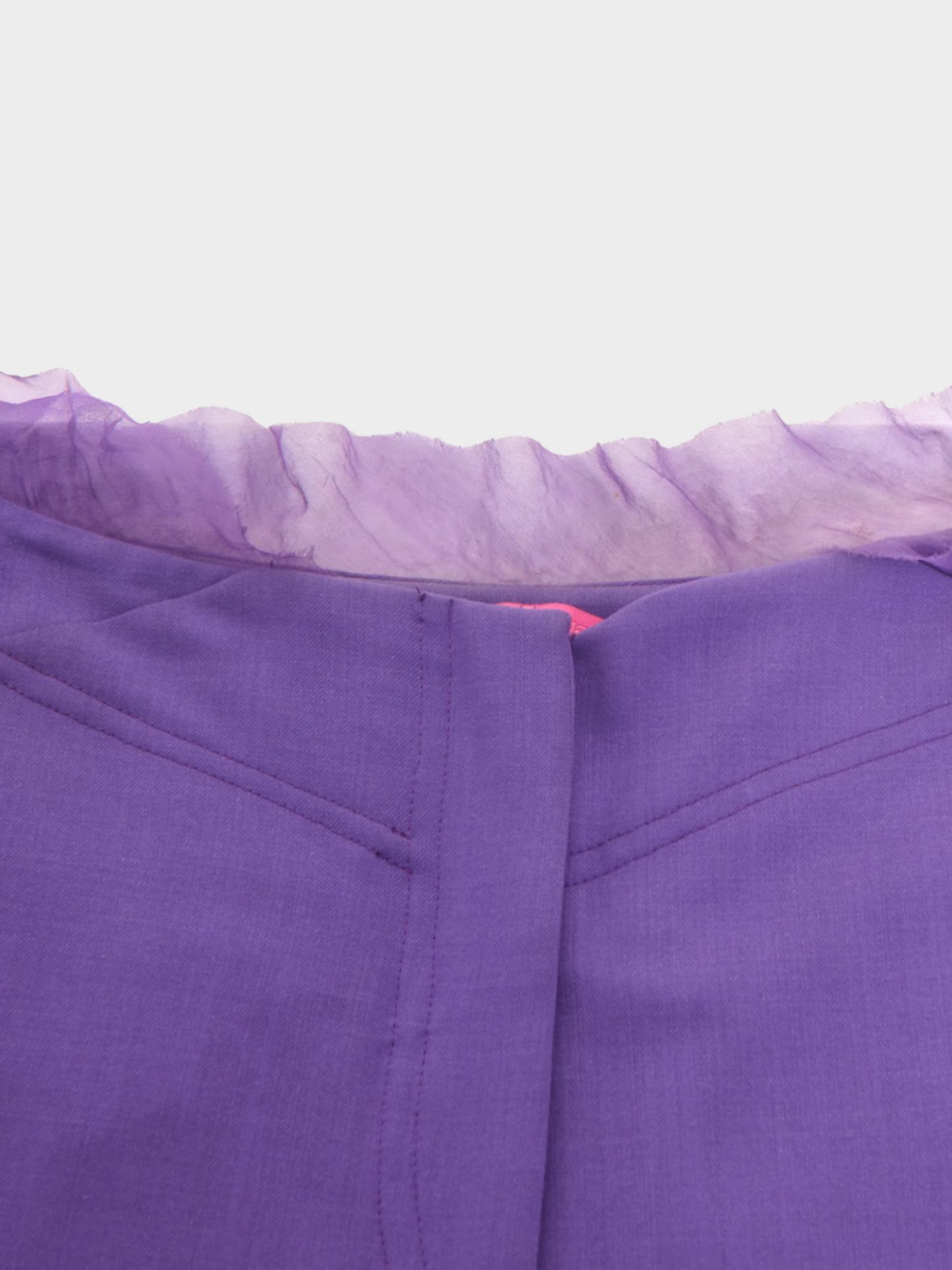 Emanuel Ungaro SS 2001 Purple Wool and Silk Chiffon Pants