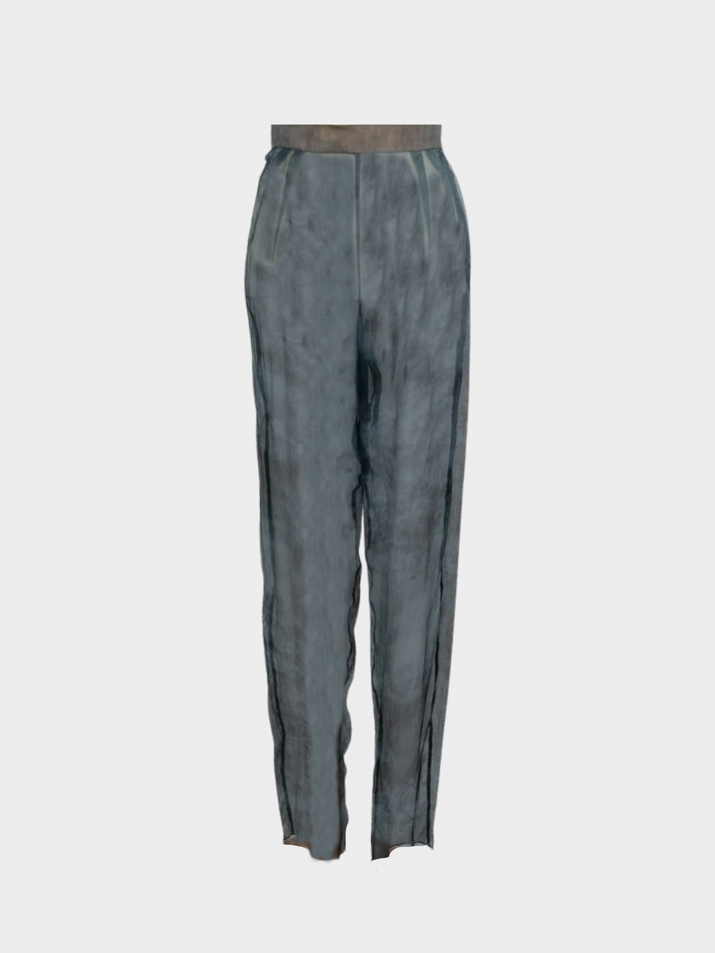Emanuel Ungaro 1990s Navy Blue Silk Chiffon Top and Pants Set