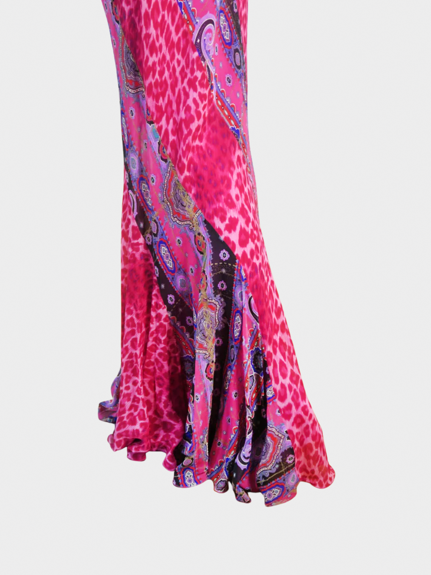 Emanuel Ungaro 2000s Purple and Pink Multi Printed Silk Maxi Skirt