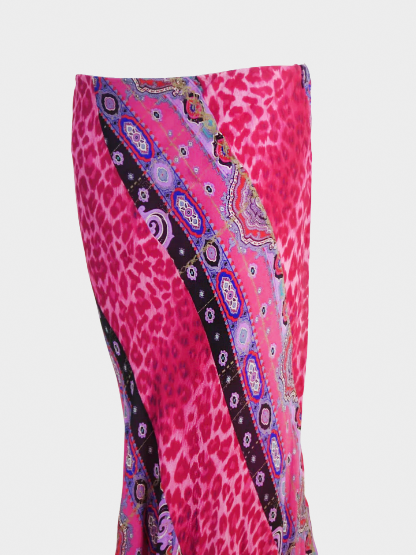 Emanuel Ungaro 2000s Purple and Pink Multi Printed Silk Maxi Skirt