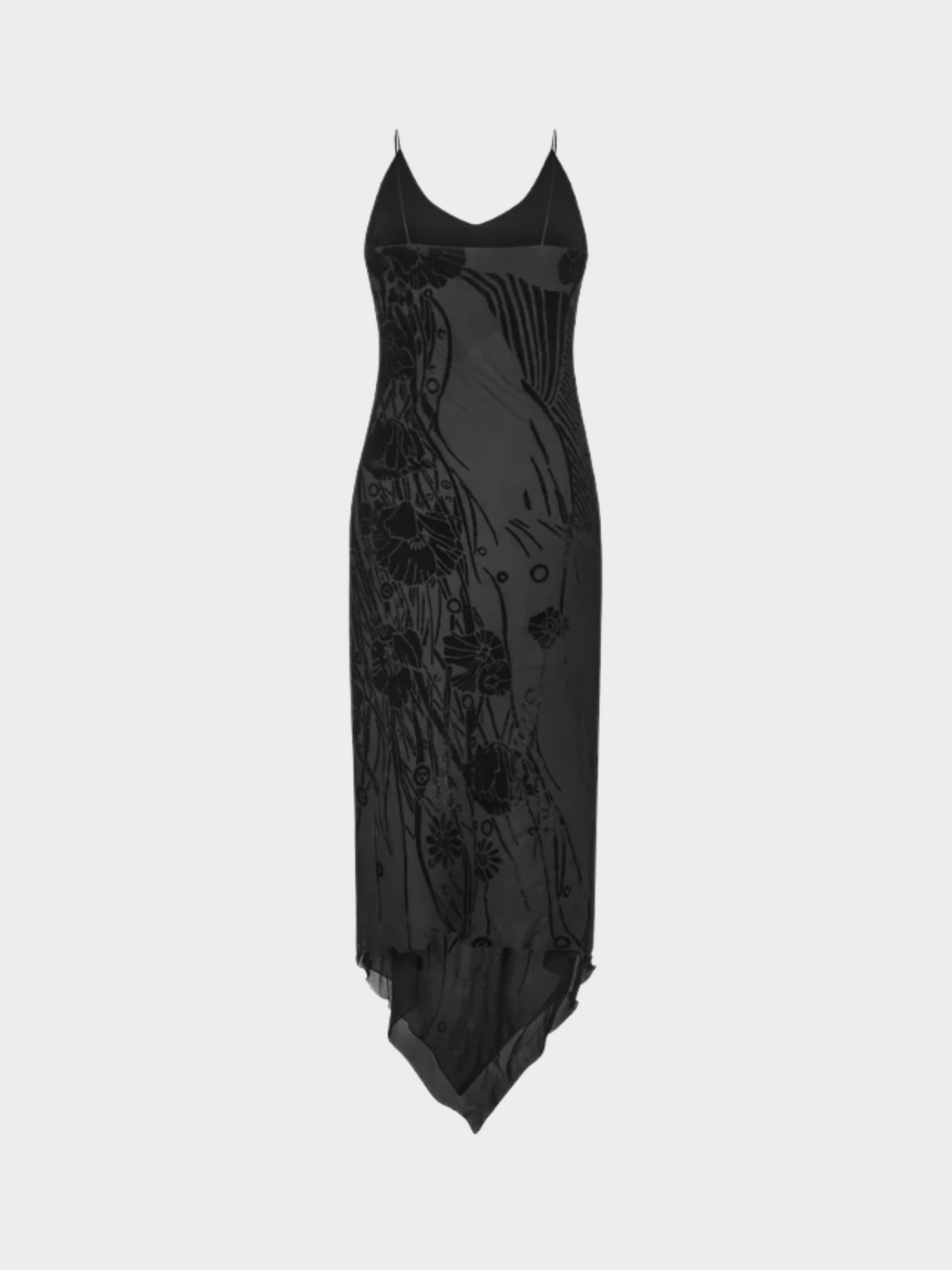 Emanuel Ungaro 2000s Black Bias Floral Maxi Dress
