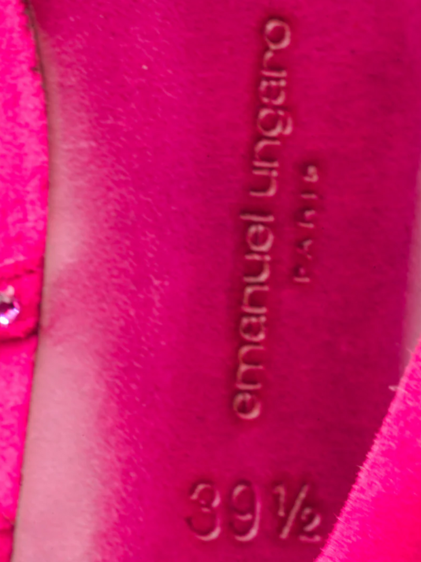 Emanuel Ungaro 2000s Fuchsia Suede Bedazzled Stiletto Sandals