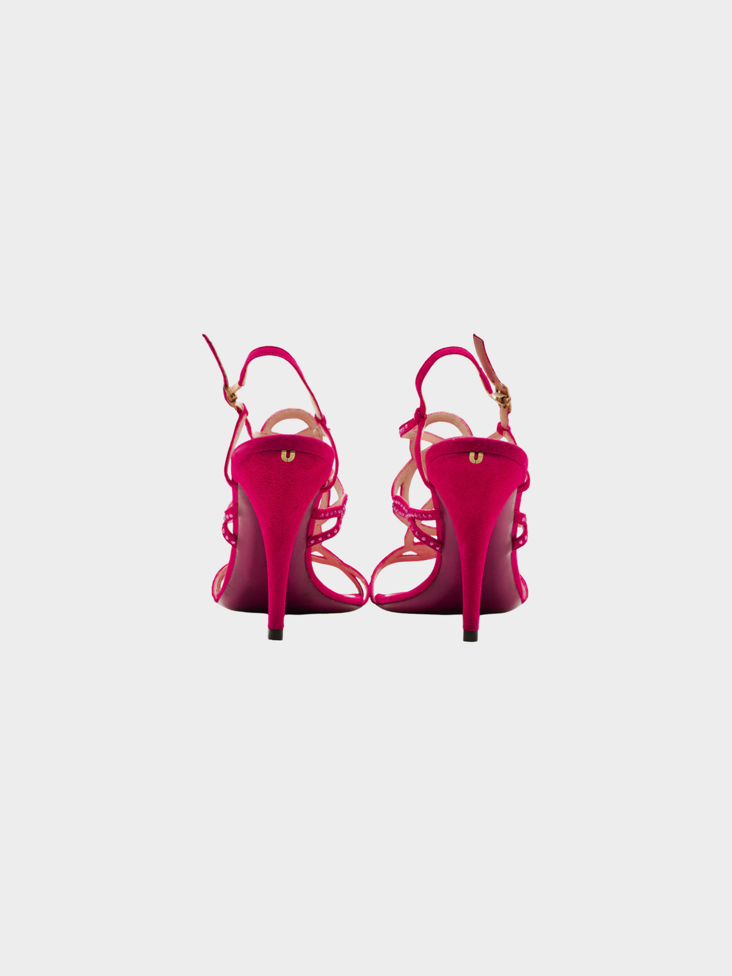 Emanuel Ungaro 2000s Fuchsia Suede Bedazzled Stiletto Sandals