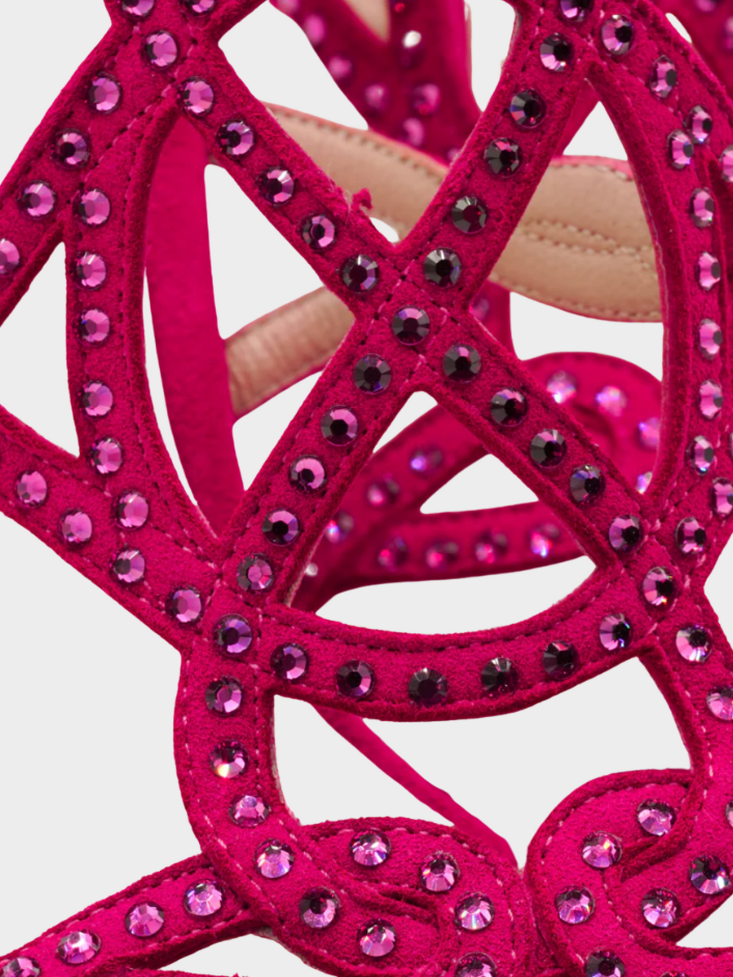 Emanuel Ungaro 2000s Fuchsia Suede Bedazzled Stiletto Sandals