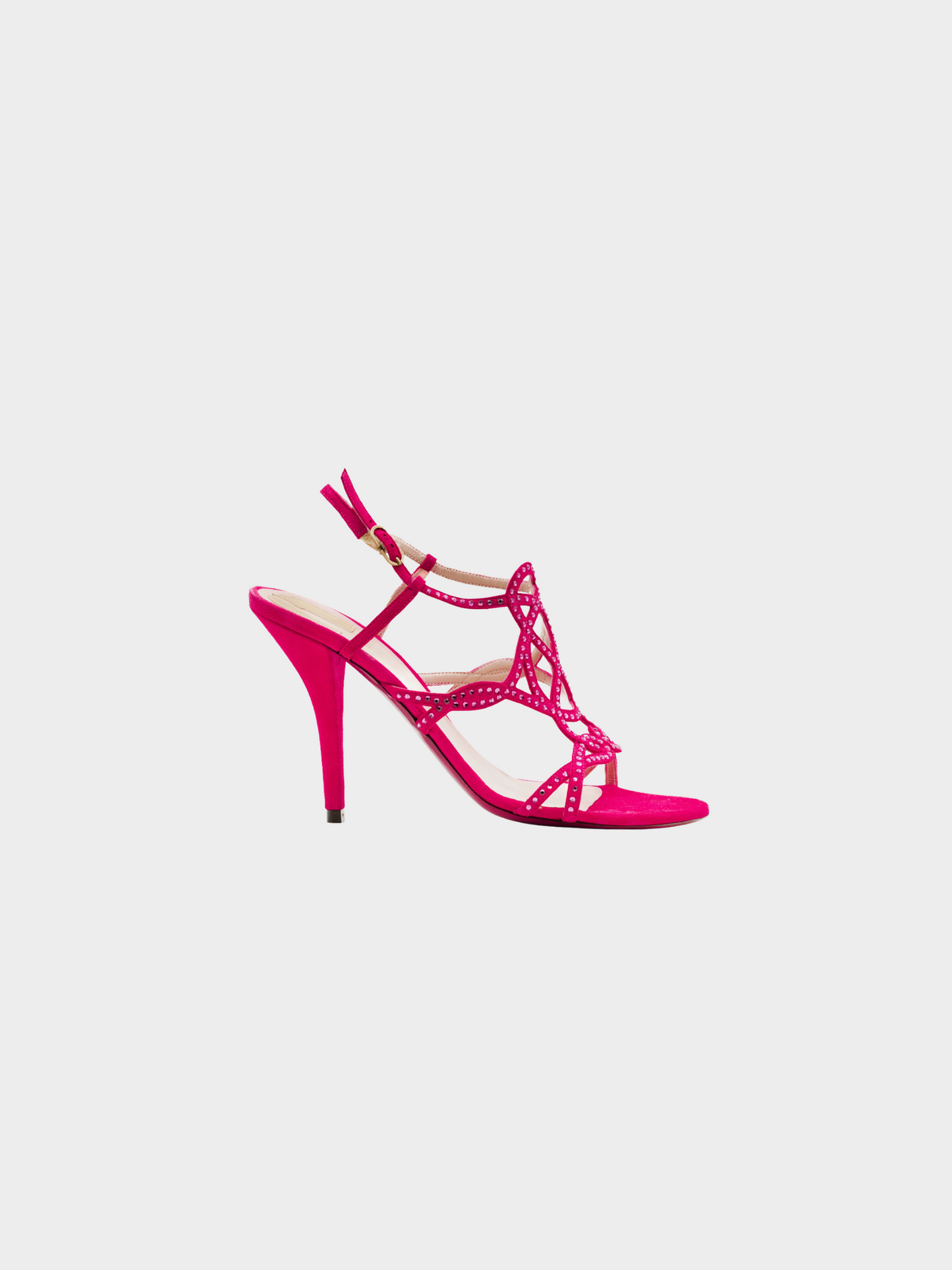 Emanuel Ungaro 2000s Fuchsia Suede Bedazzled Stiletto Sandals