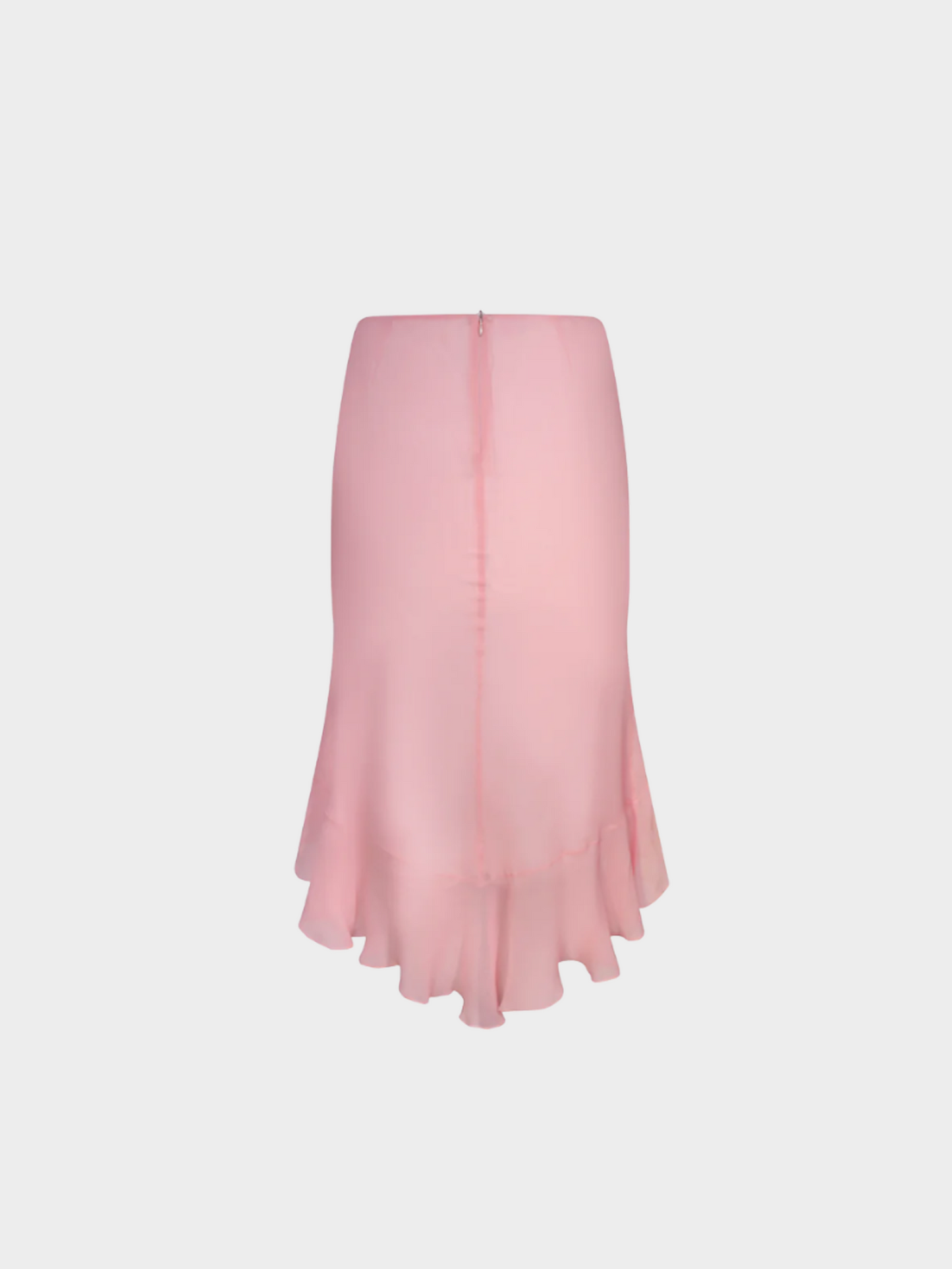 Ungaro by Emanuel Ungaro 2001 Pink Silk Chiffon Ruffled Maxi Skirt