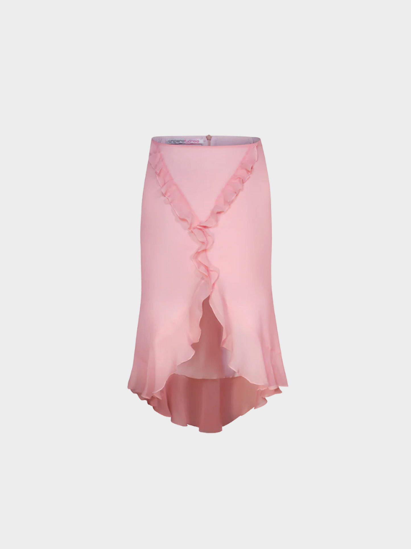 Ungaro by Emanuel Ungaro 2001 Pink Silk Chiffon Ruffled Maxi Skirt