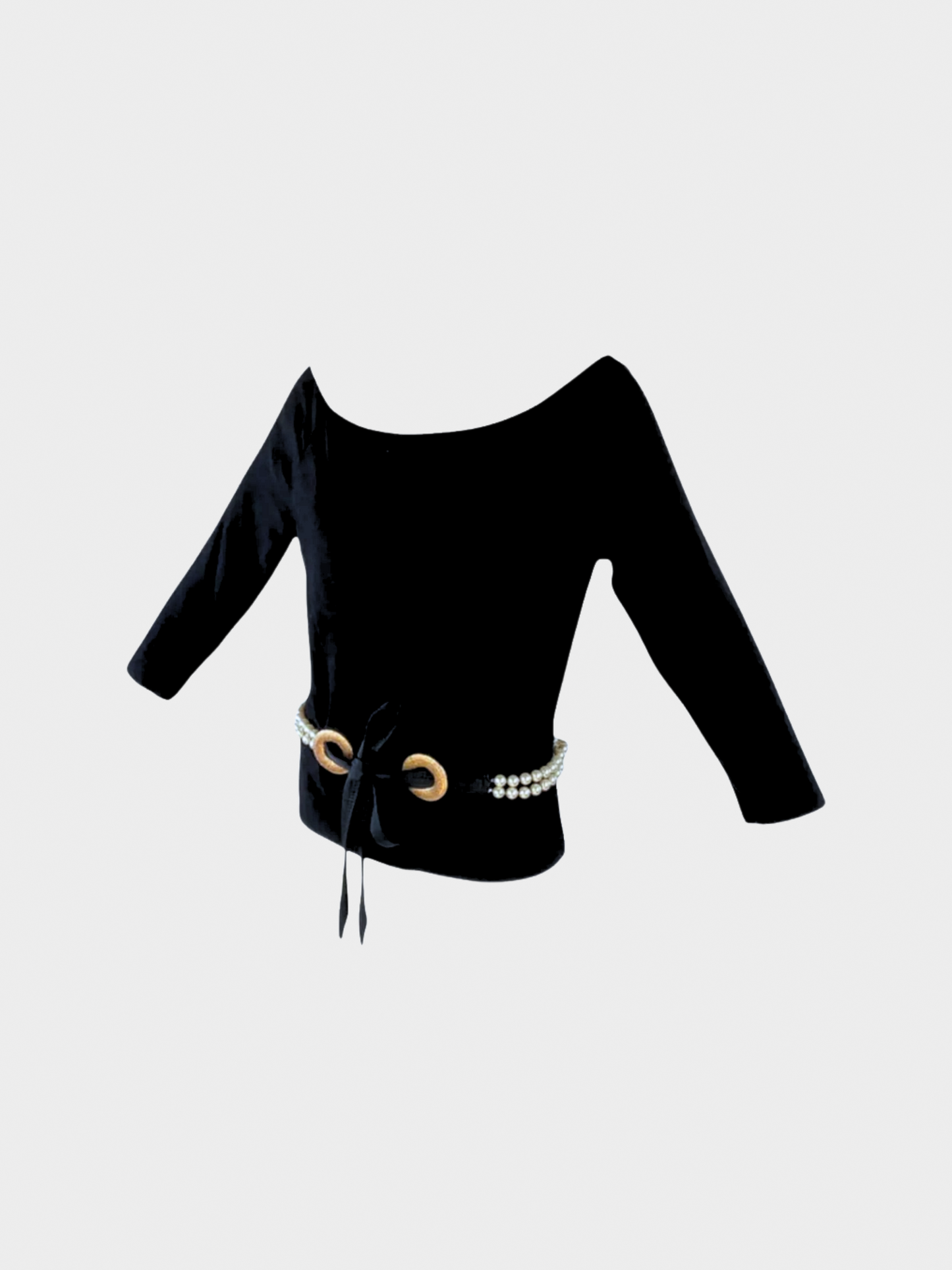 Valentino SS 2005 Black Pearl Belt Top