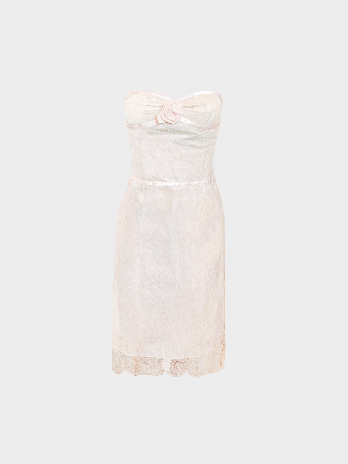 Valentino 2000s Light Peach Lace Tube Dress