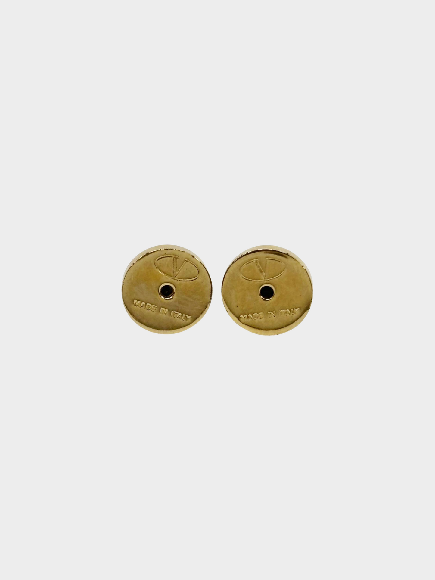 Valentino 2010s Gold Rhinestone V Logo Signature Earrings