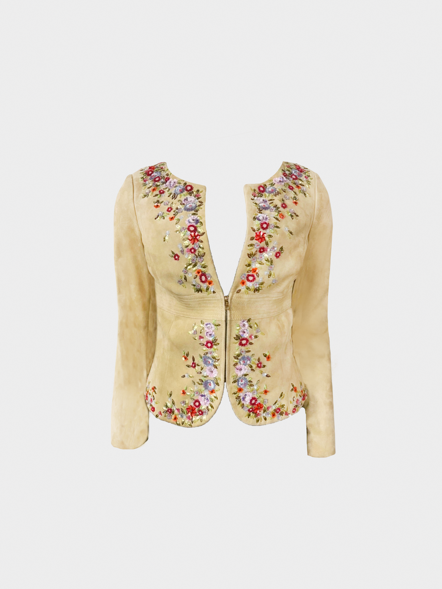 Valentino 2000s Lamb Leather Floral Print Evening Jacket