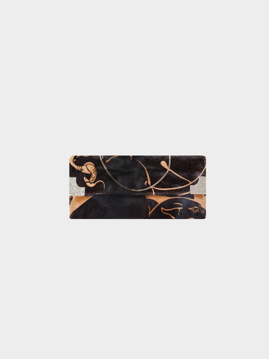 Valentino 2010s Brown Horsehair Panther Print Clutch Handbag