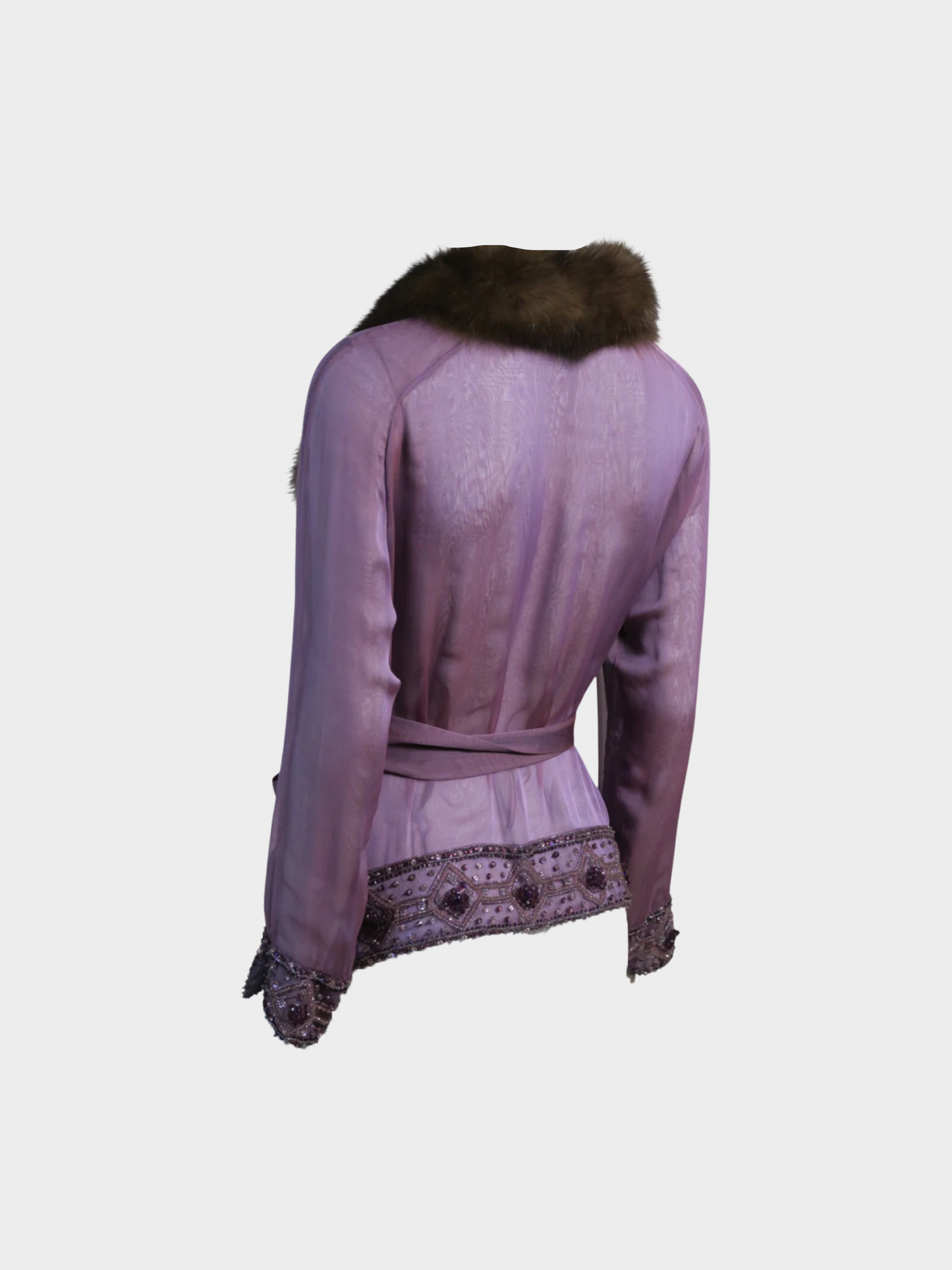 Valentino FW 2003-2004 Runway Purple Silk Fur Top
