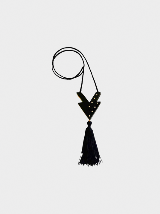Valentino 1990s Black Tassel Necklace