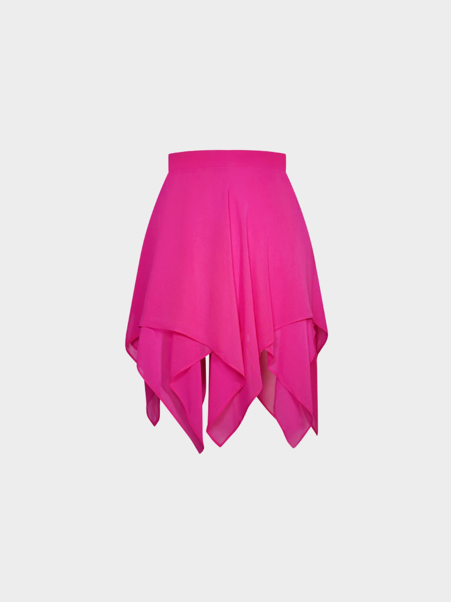 Valentino 1980s Fuchsia Chiffon Asymmetrical Hem Mini Skirt