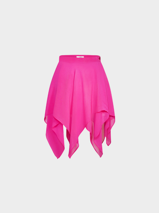 Valentino 1980s Fuchsia Chiffon Asymmetrical Hem Mini Skirt