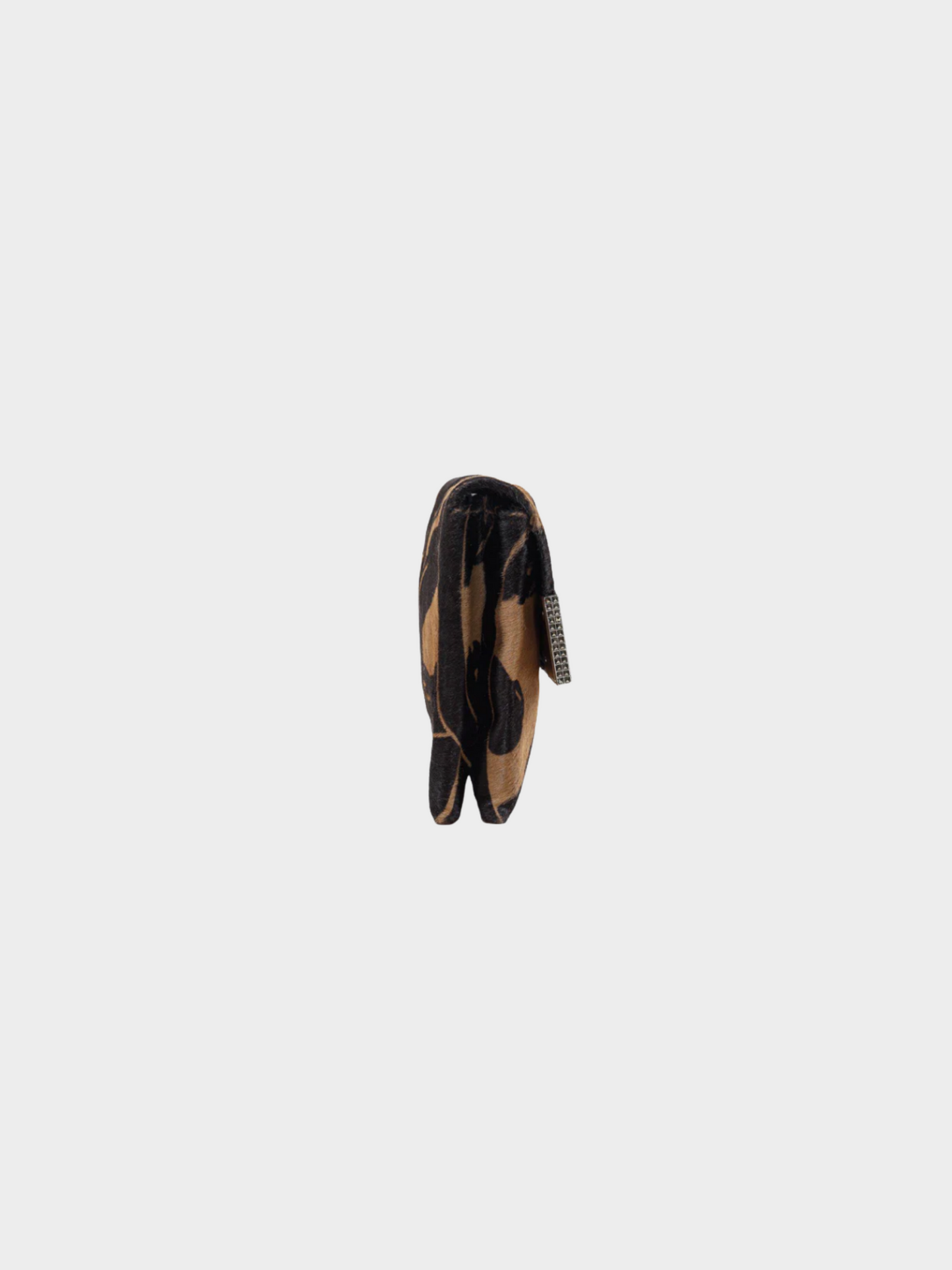 Valentino 2010s Brown Horsehair Panther Print Clutch Handbag