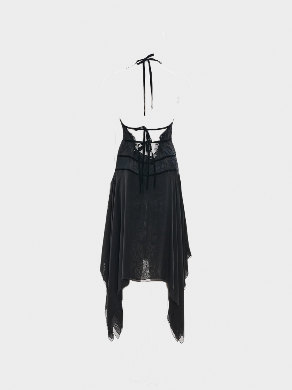 Valentino 2000s Black Midi Dress with Floreal Laced Details