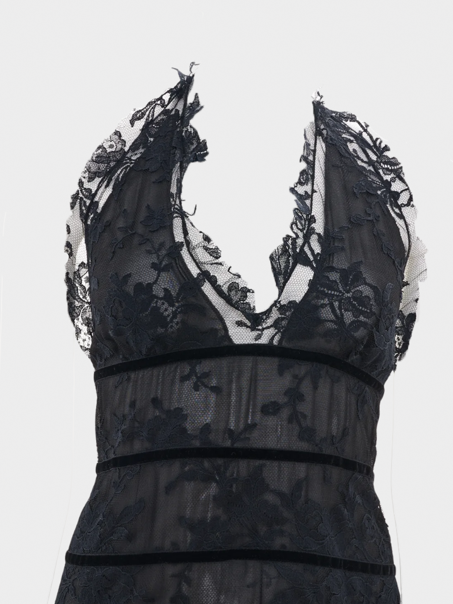 Valentino 2000s Black Midi Dress with Floreal Laced Details