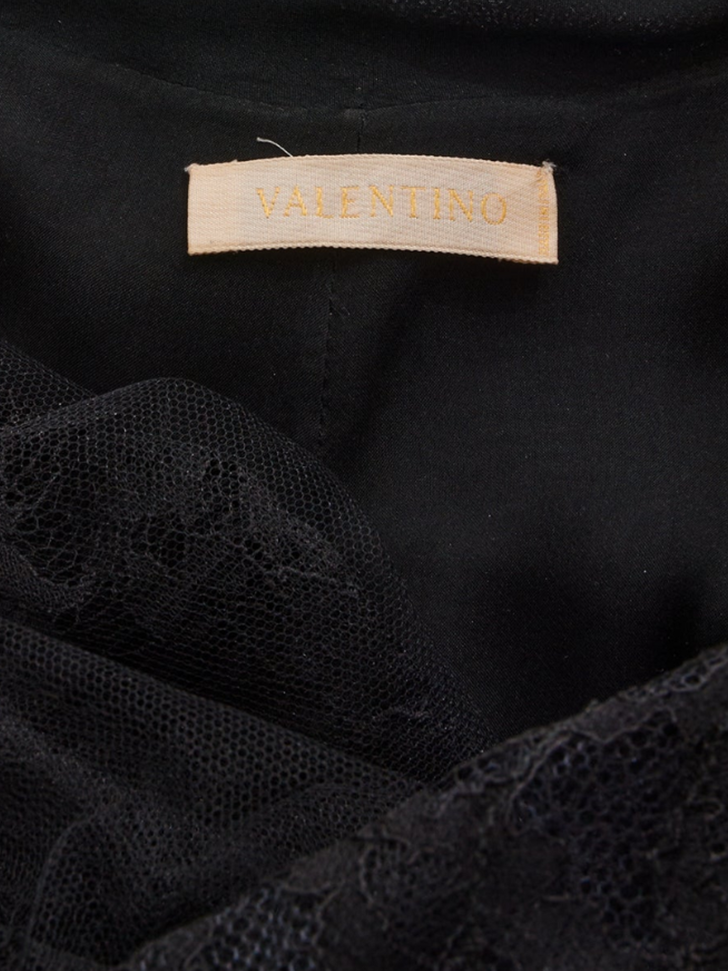 Valentino 2000s Black Midi Dress with Floreal Laced Details