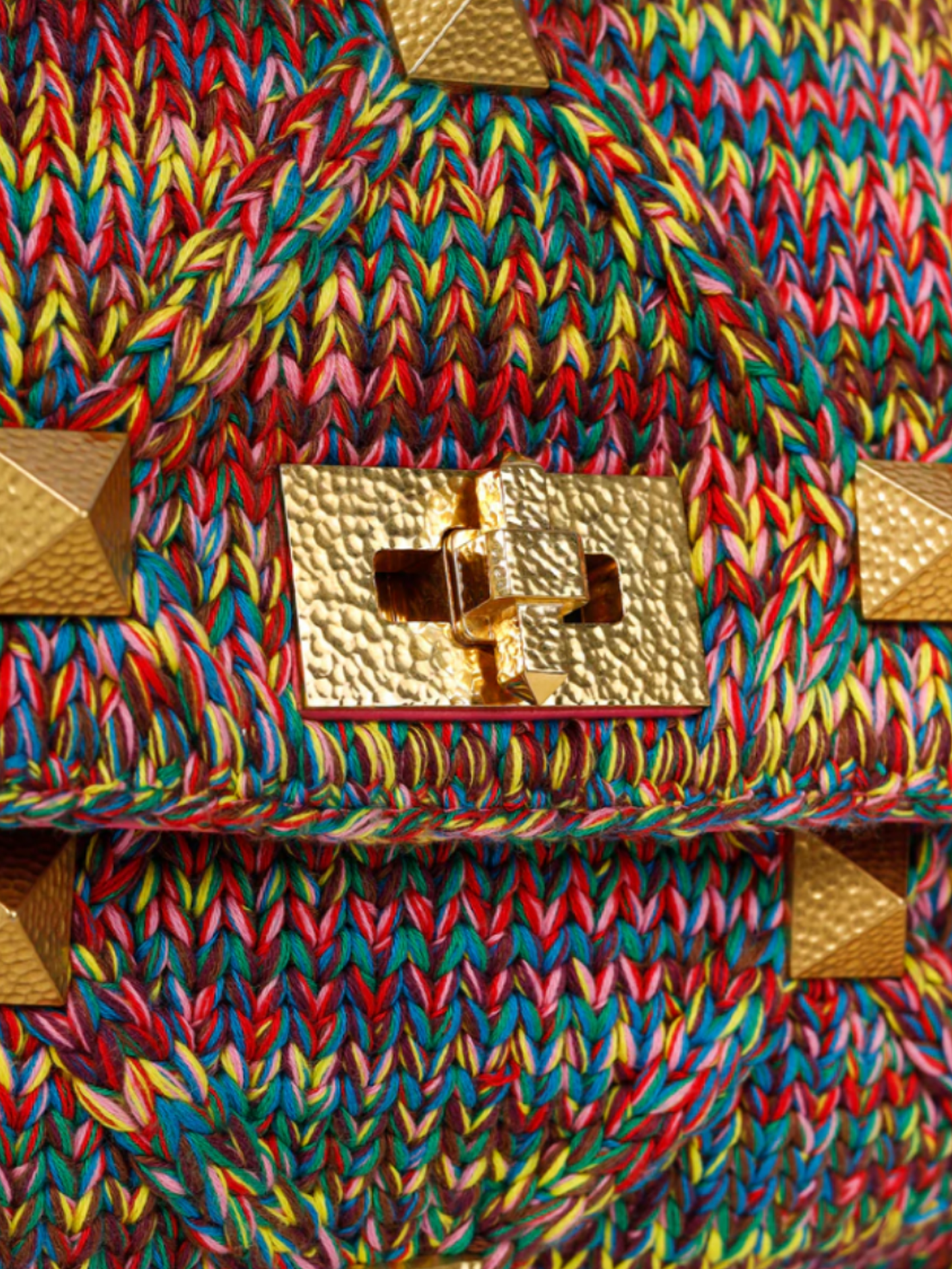 Valentino Garavani 2022 Roman Stud Multicoloured Crochet Shoulder Bag