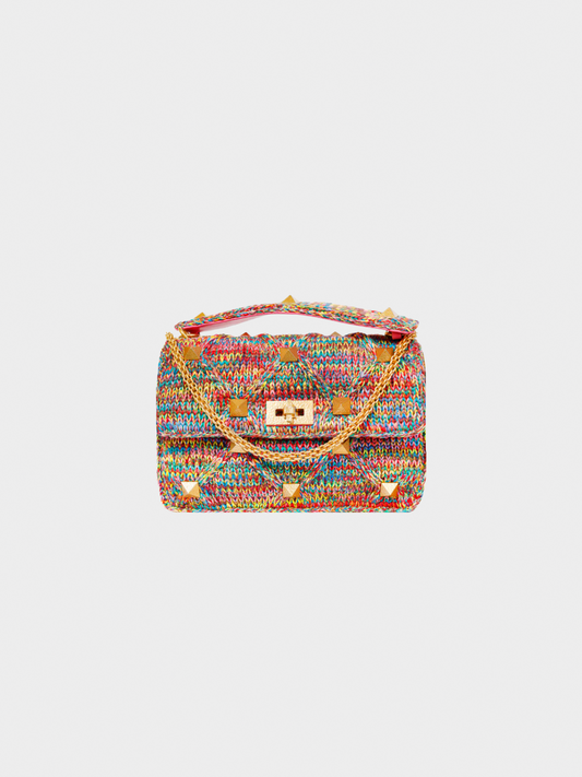 Valentino Garavani 2022 Roman Stud Multicoloured Crochet Shoulder Bag