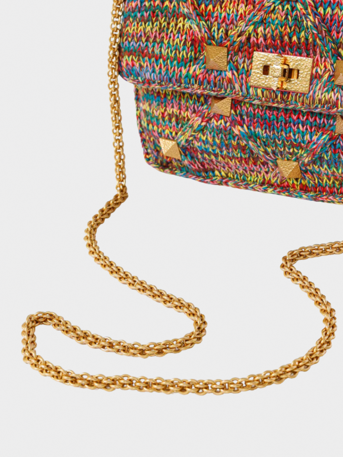 Valentino Garavani 2022 Roman Stud Multicoloured Crochet Shoulder Bag