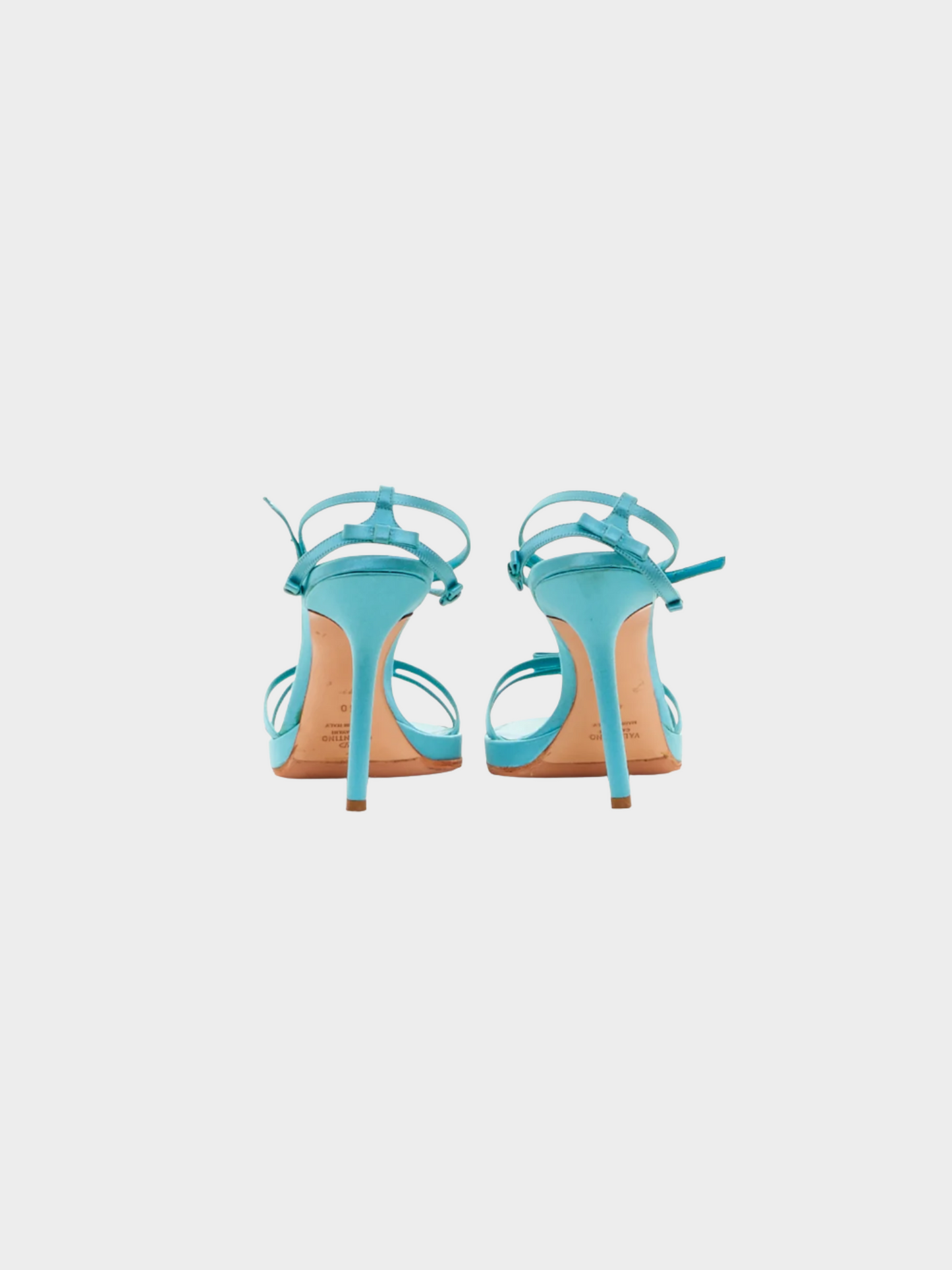 Valentino SS 2004 Turquoise satin with bows platform Sandals