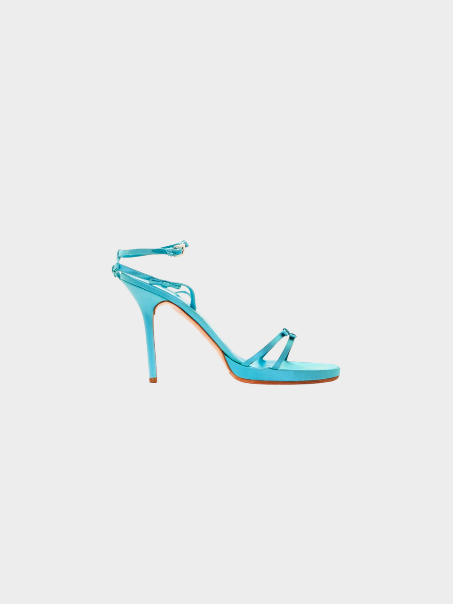 Valentino SS 2004 Turquoise satin with bows platform Sandals