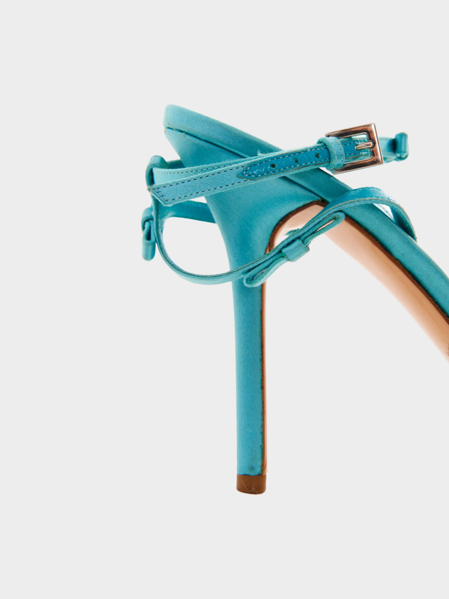Valentino SS 2004 Turquoise satin with bows platform Sandals