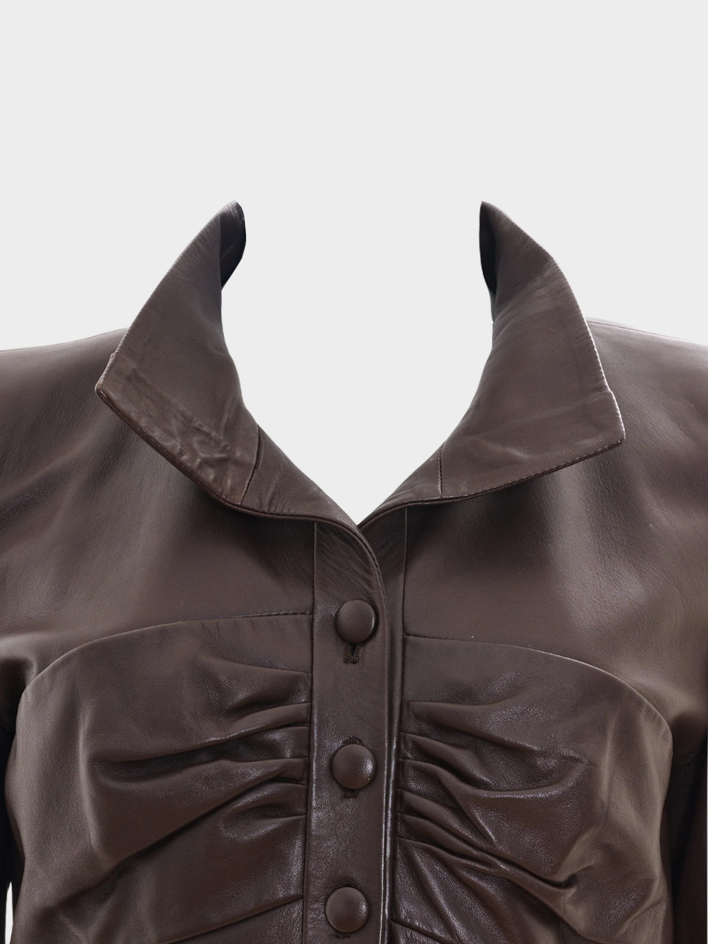 Valentino 2000s Brown Leather Jacket and Tube Skirt Set