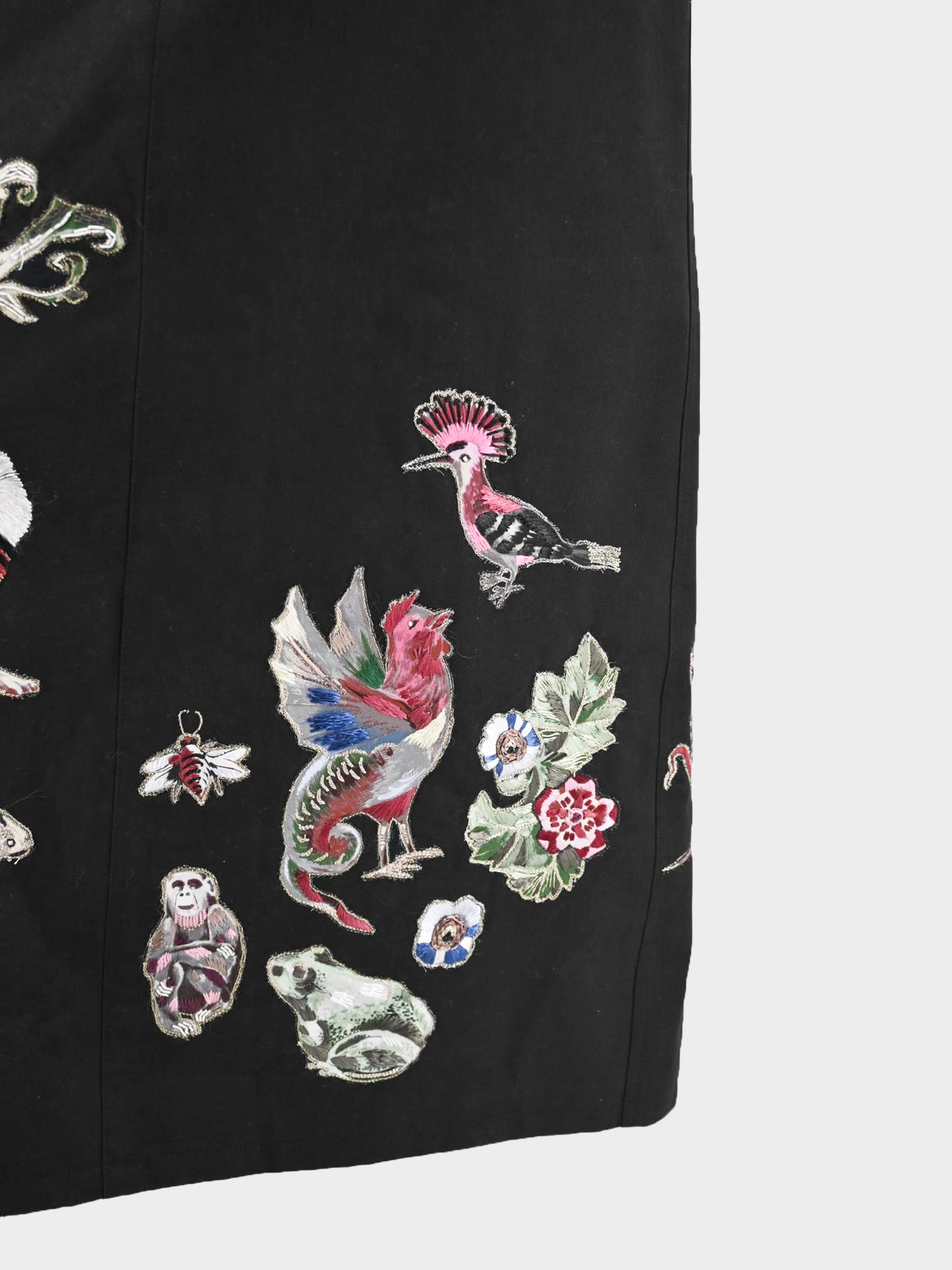 Valentino SS 2016 Black Cotton Animal Print Skirt