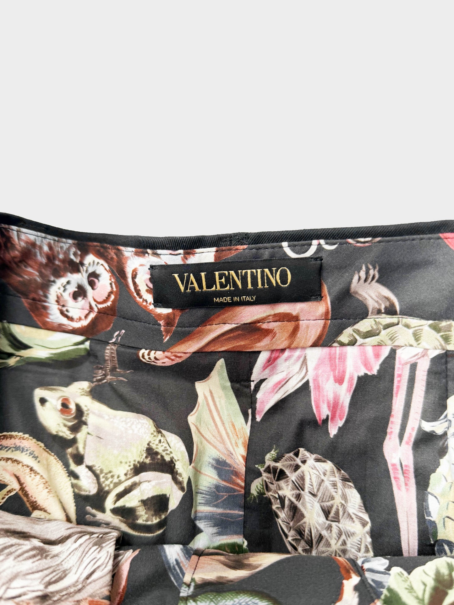 Valentino SS 2016 Black Cotton Animal Print Skirt
