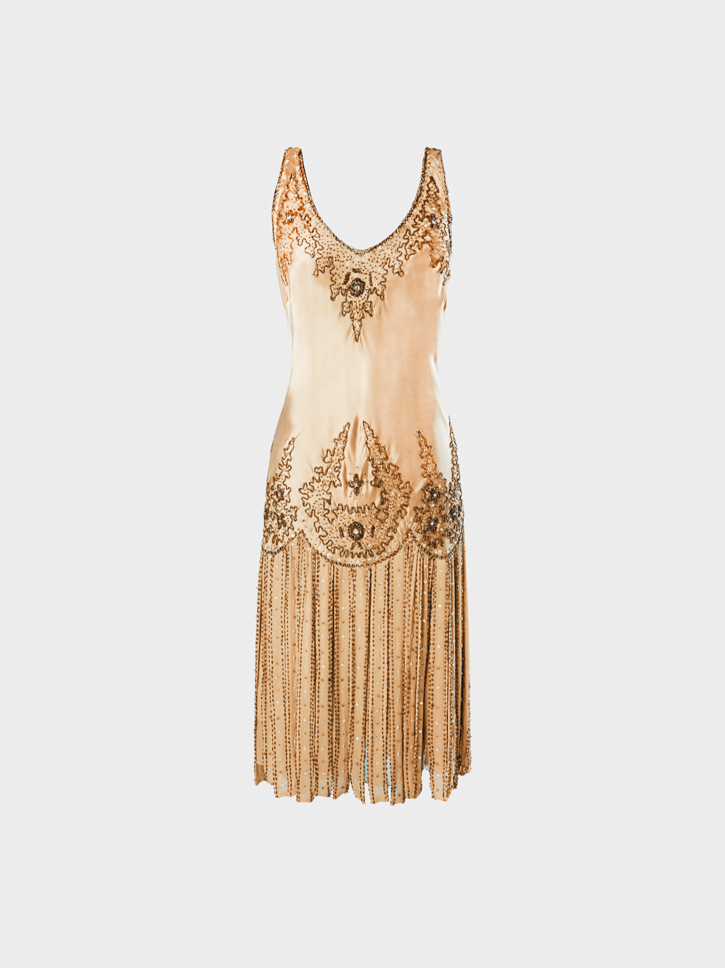 Versace 1990s Light Beige Beaded Midi Dress