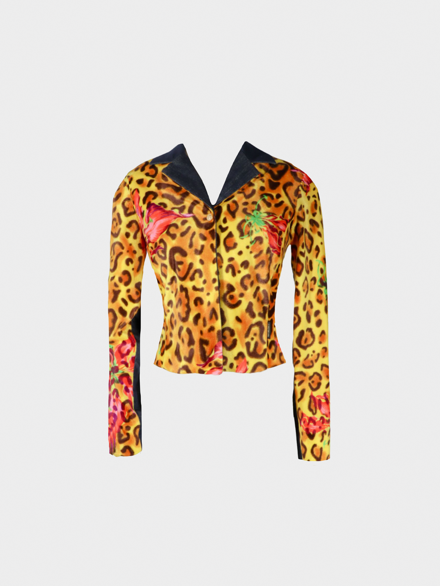 Versace Jeans Couture 2000s Leopard and Floral Print Blazer and Skirt Set