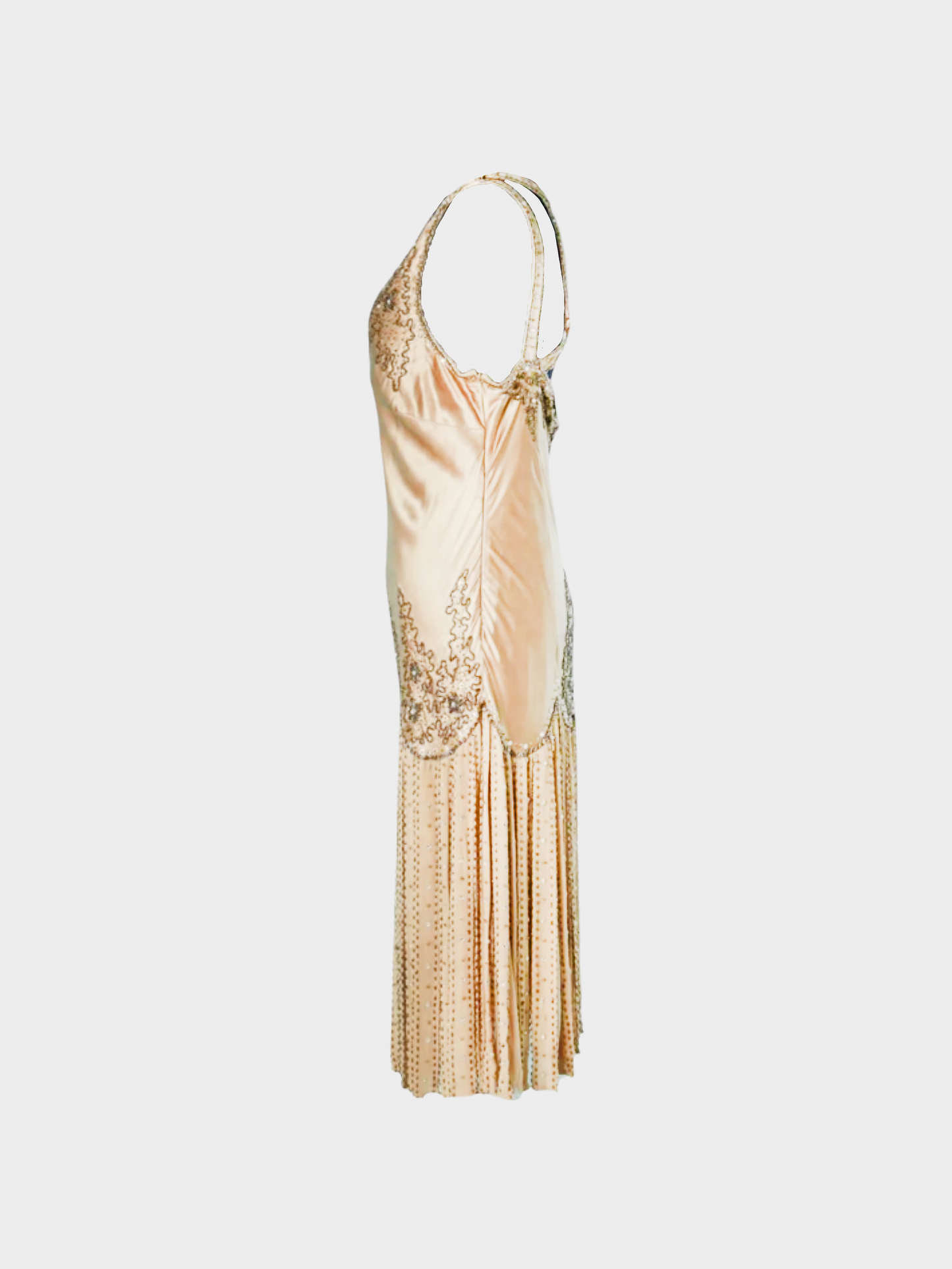 Versace 1990s Light Beige Beaded Midi Dress
