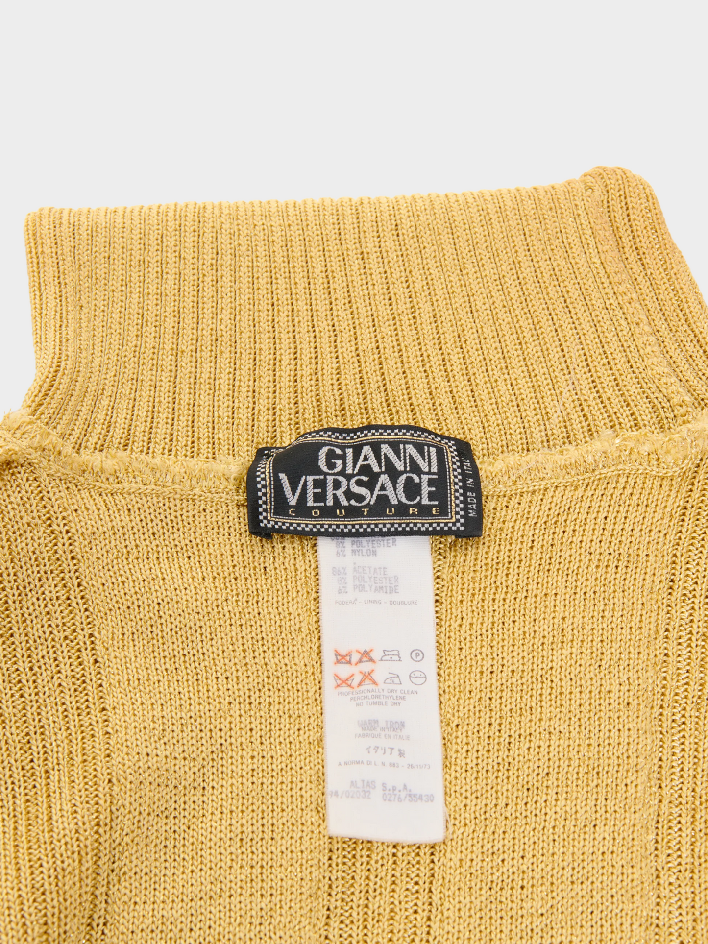Gianni Versace Couture FW 1994 Gold Lurex Turtleneck Sweater
