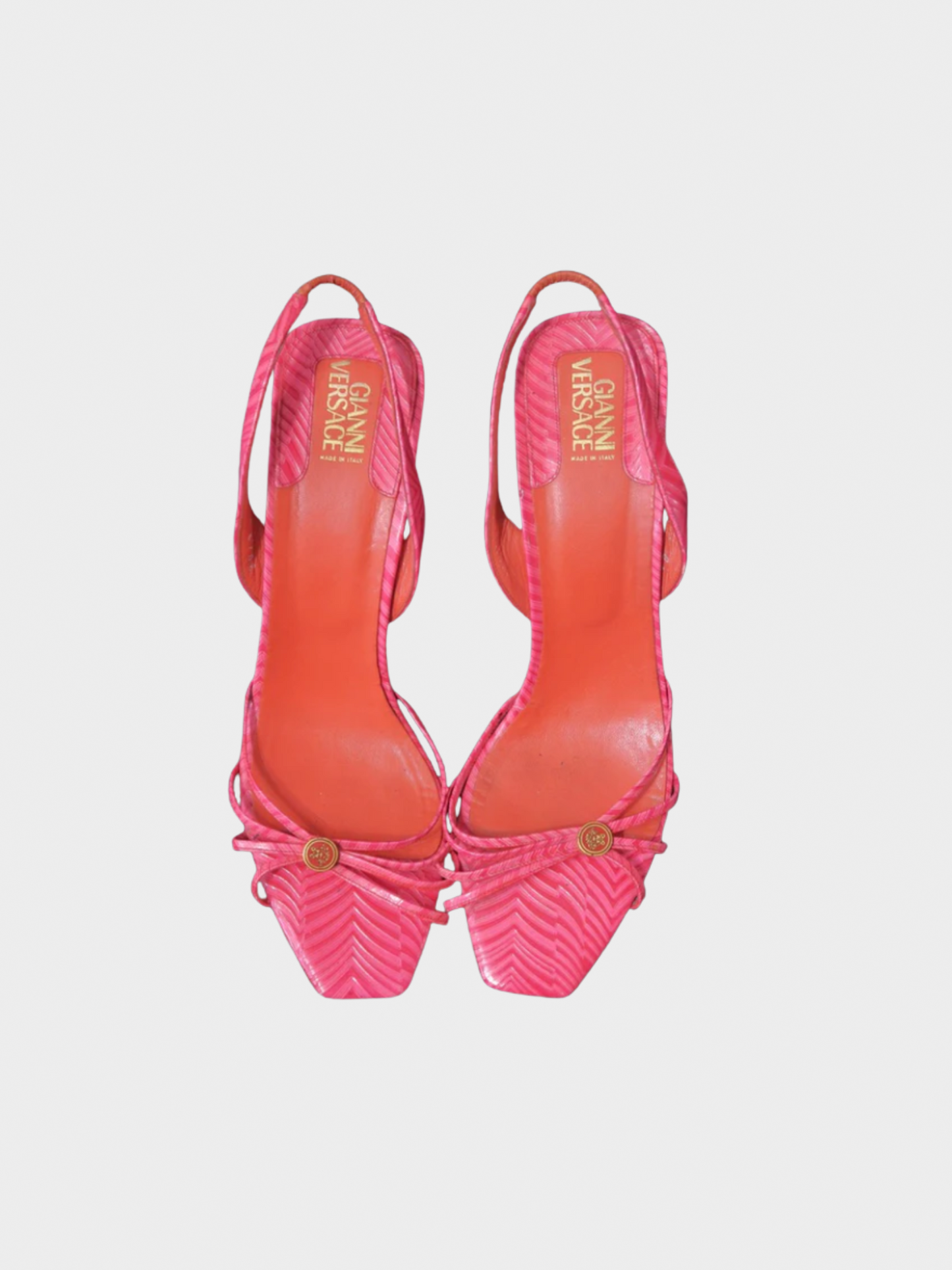 Gianni Versace 1990s Hot Pink Graphic Heels
