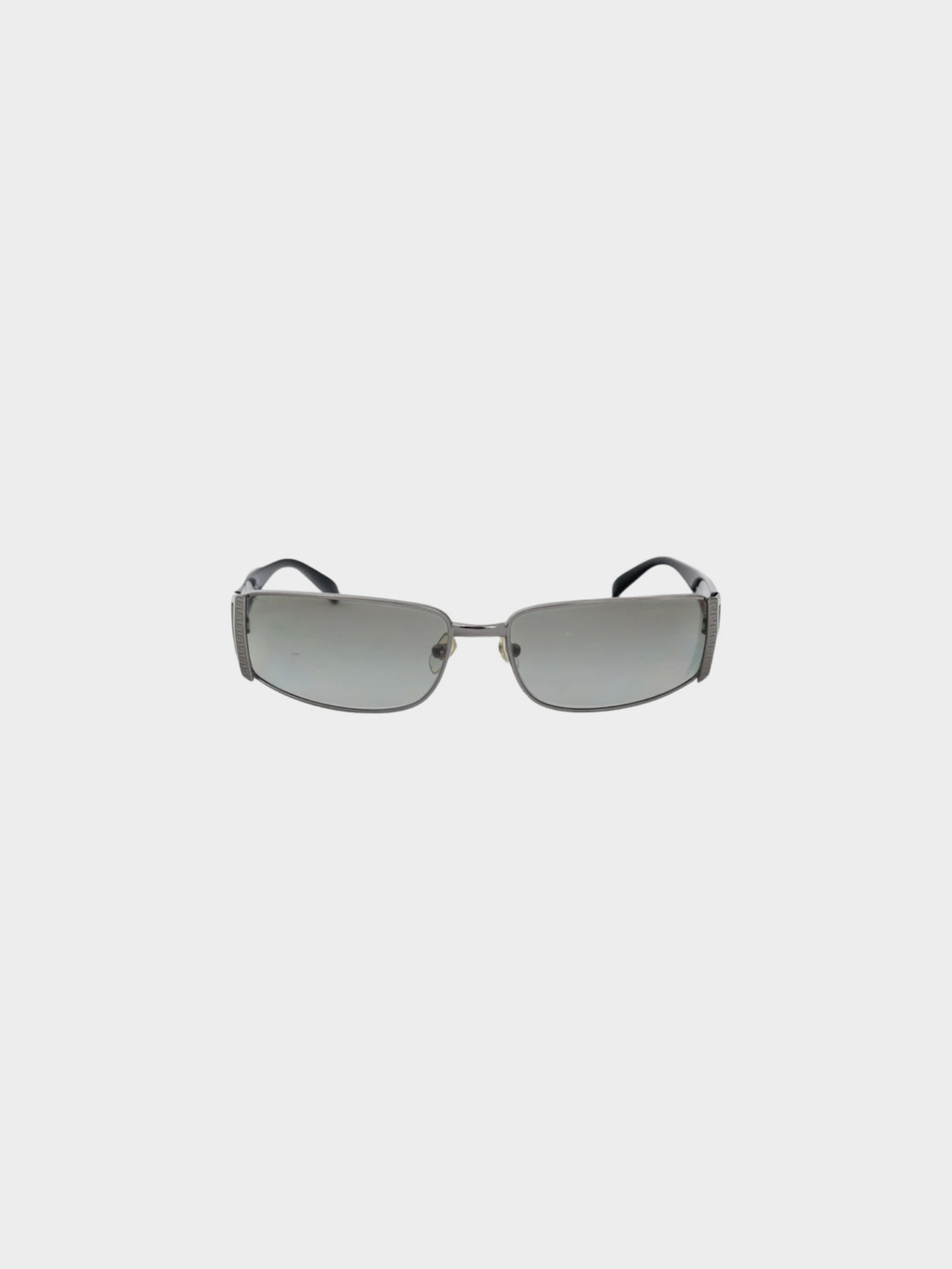 Versace 2021 Black Medusa-Temple Rectangle Sunglasses