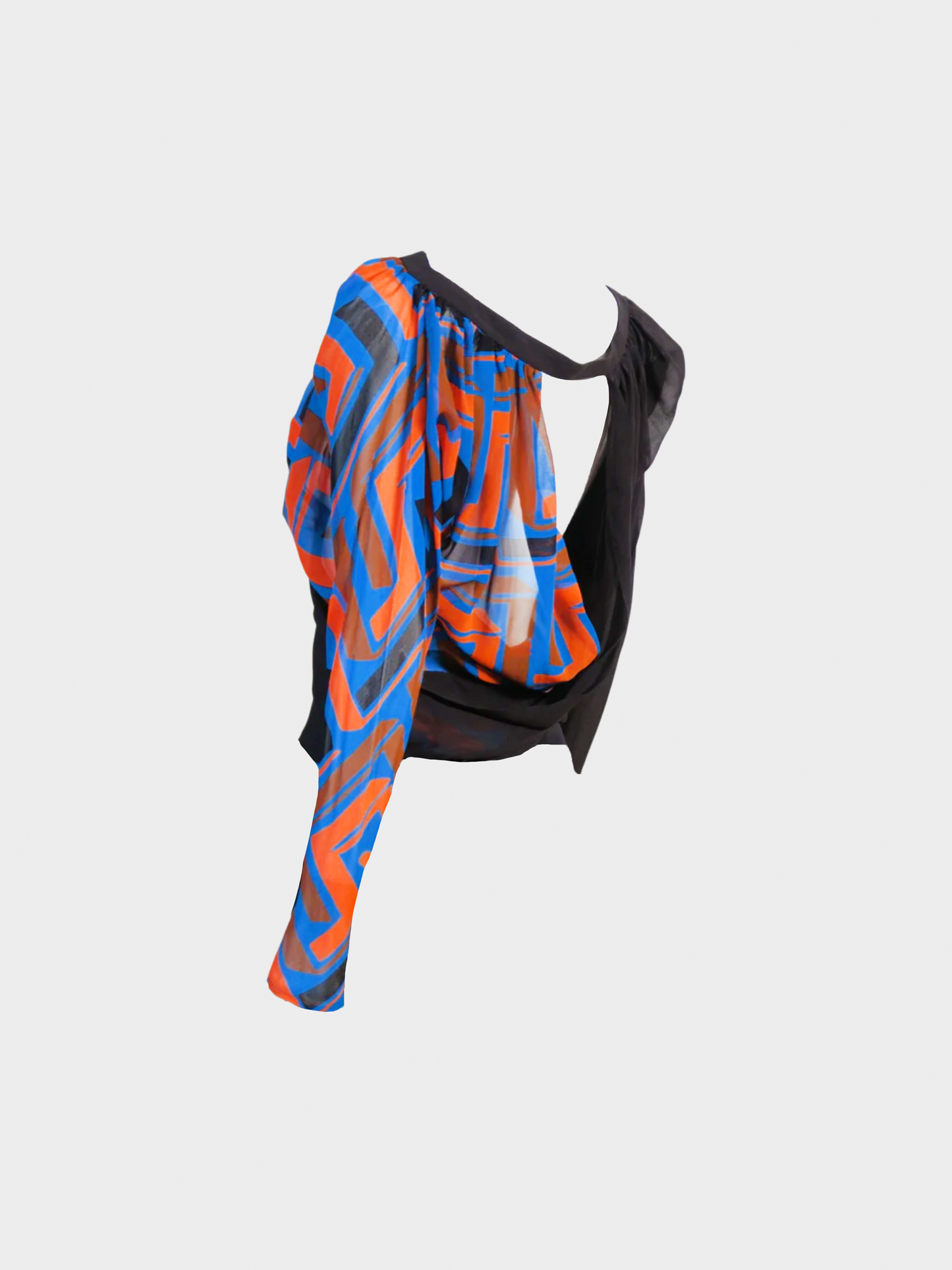 Versace SS 2001 Runway Bold Geometric Wrap Blouse