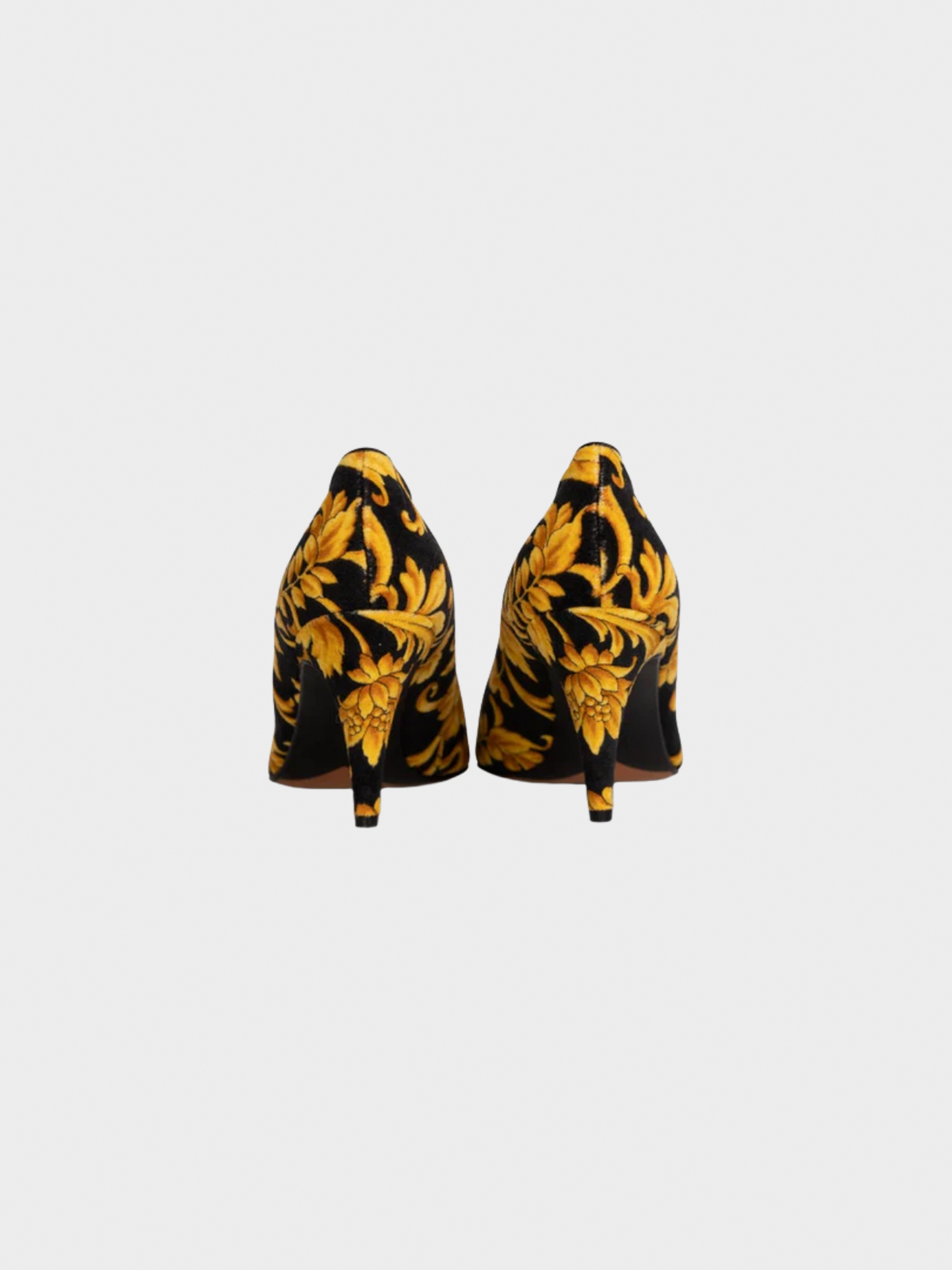 Gianni Versace 1991 Black and Gold Rococo Baroque Pumps Heels