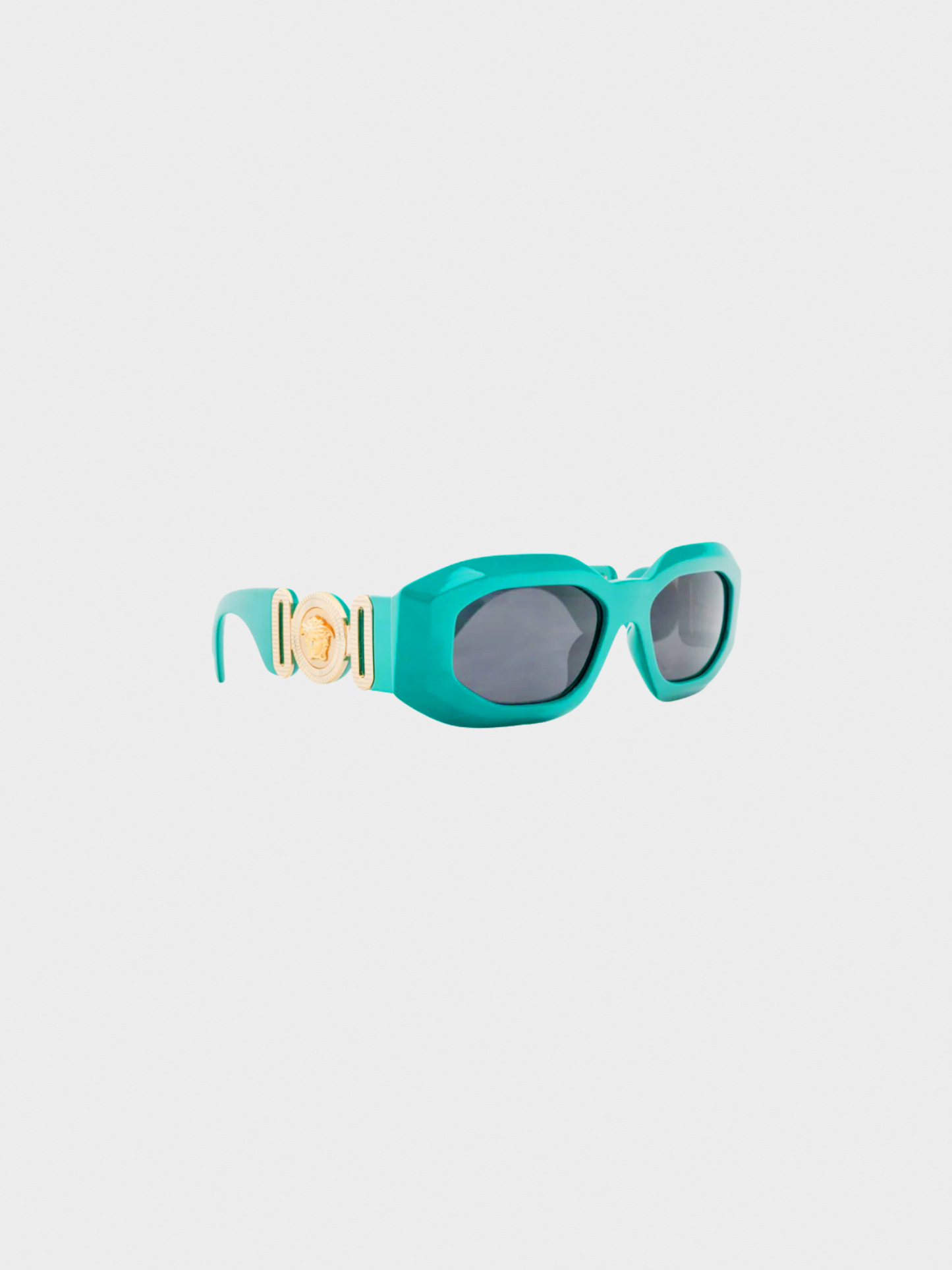Versace 2010s Green Medusa-Logo Rectangular Sunglasses