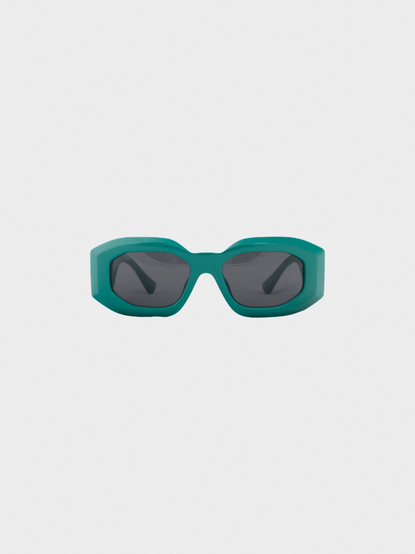 Versace 2010s Green Medusa-Logo Rectangular Sunglasses