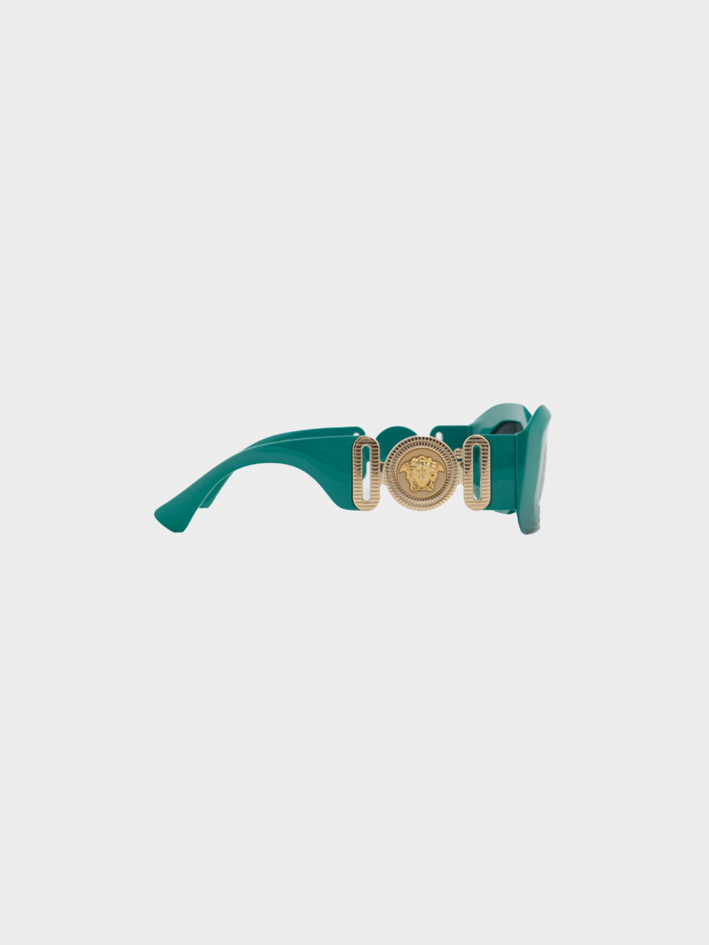 Versace 2010s Green Medusa-Logo Rectangular Sunglasses