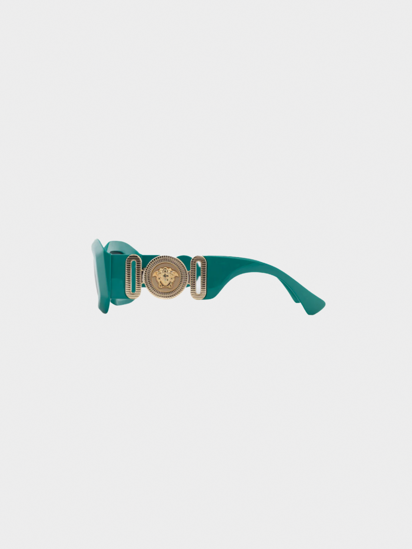 Versace 2010s Green Medusa-Logo Rectangular Sunglasses