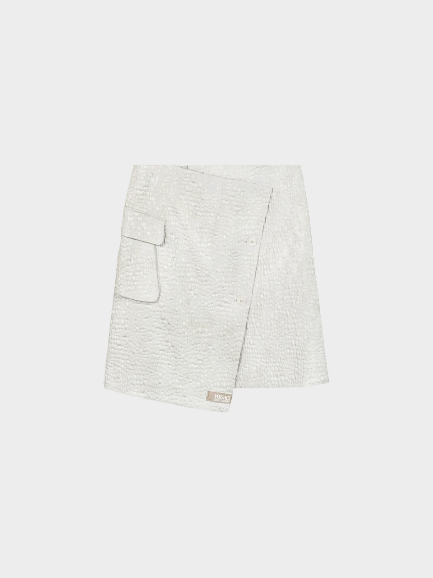 Versace Jeans 2000s White Couture Quilted Wrap Skirt
