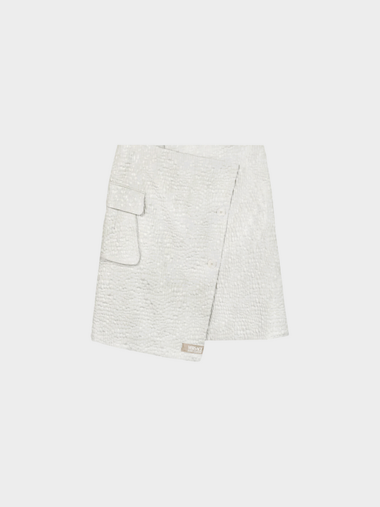 Versace Jeans 2000s White Couture Quilted Wrap Skirt
