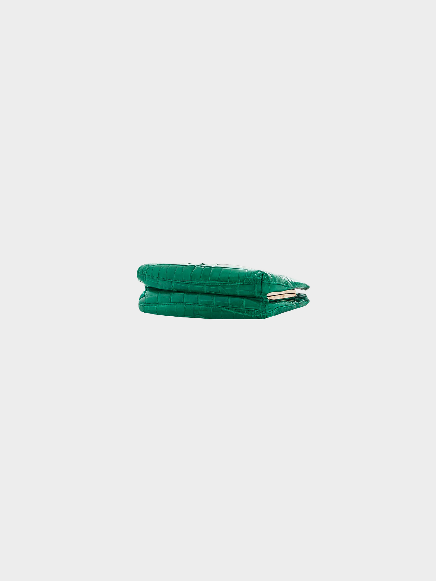 Valentino 2000s Green Embellished Croco Pochette Bag