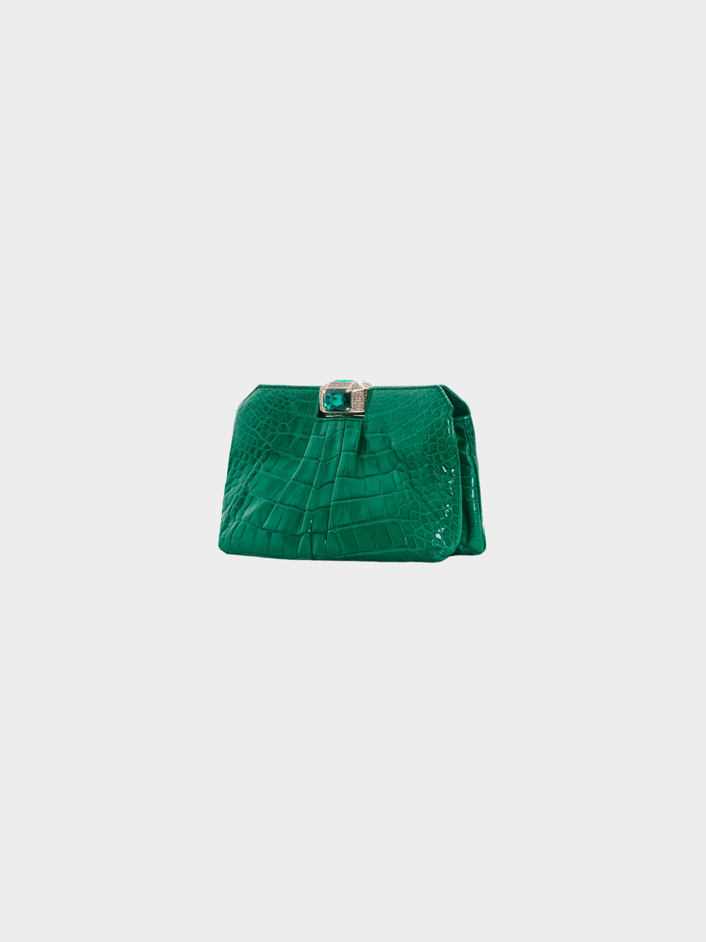 Valentino 2000s Green Embellished Croco Pochette Bag