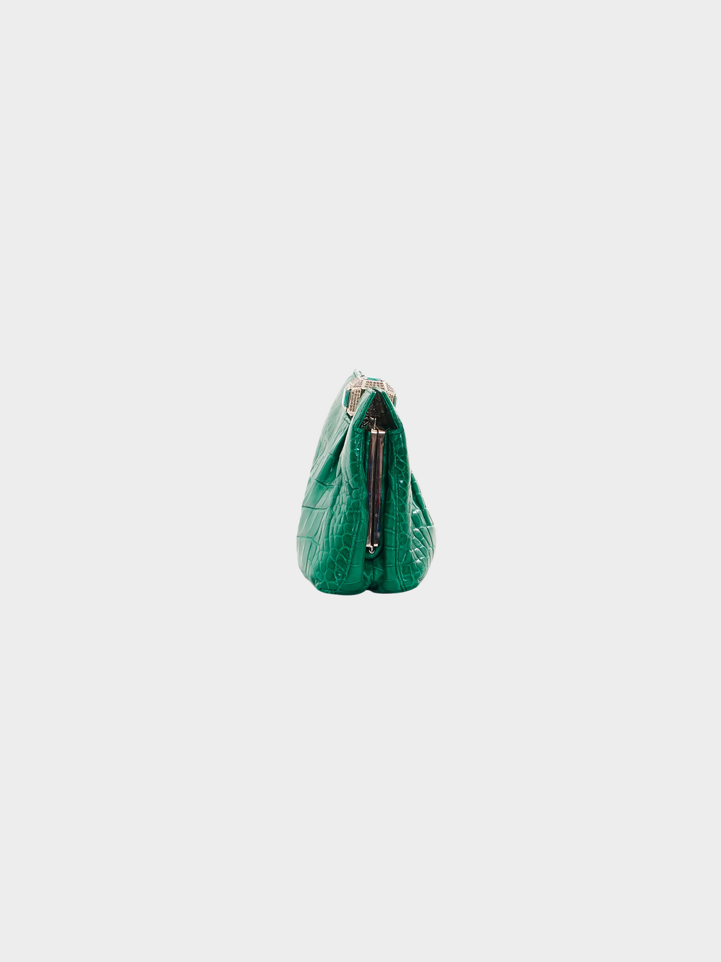 Valentino 2000s Green Embellished Croco Pochette Bag